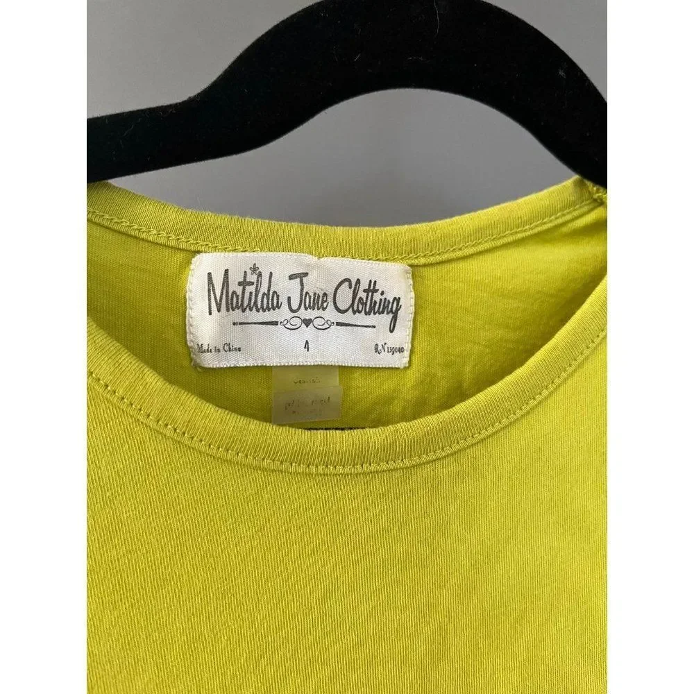 Matilda Jane girls size 4t lime green dress tunic shirt